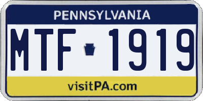 PA license plate MTF1919