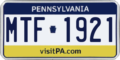 PA license plate MTF1921