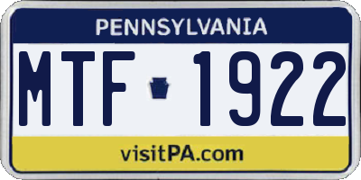 PA license plate MTF1922