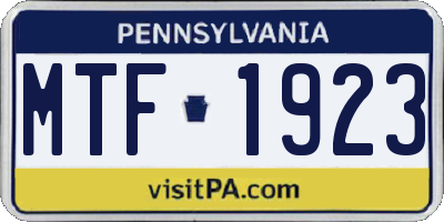 PA license plate MTF1923