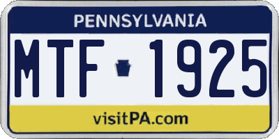 PA license plate MTF1925