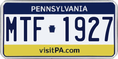 PA license plate MTF1927