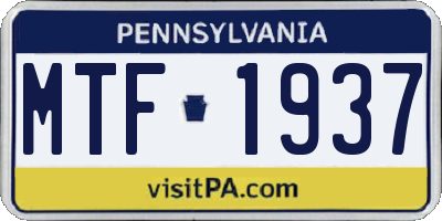 PA license plate MTF1937