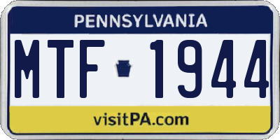PA license plate MTF1944