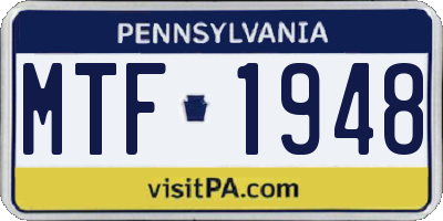 PA license plate MTF1948