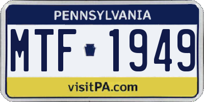 PA license plate MTF1949