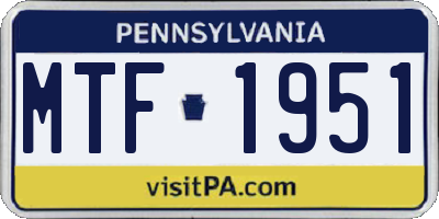 PA license plate MTF1951
