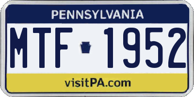 PA license plate MTF1952