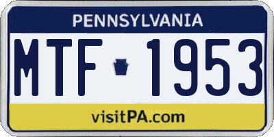 PA license plate MTF1953