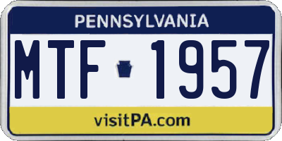 PA license plate MTF1957