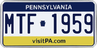 PA license plate MTF1959