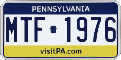 PA license plate MTF1976