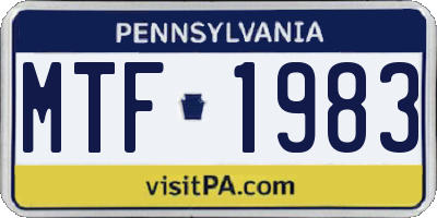 PA license plate MTF1983