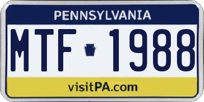 PA license plate MTF1988