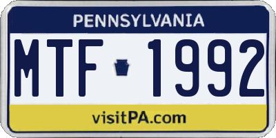 PA license plate MTF1992