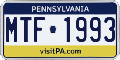 PA license plate MTF1993