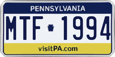 PA license plate MTF1994