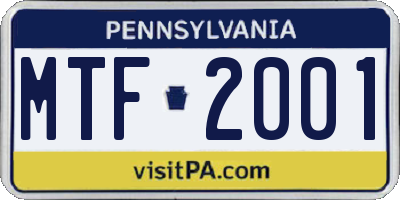 PA license plate MTF2001