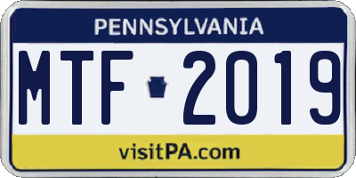 PA license plate MTF2019