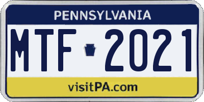 PA license plate MTF2021