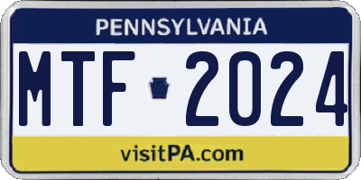 PA license plate MTF2024