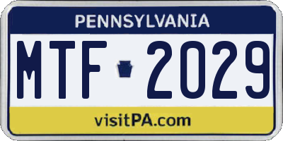 PA license plate MTF2029