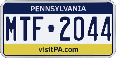 PA license plate MTF2044