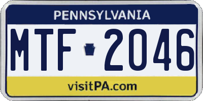 PA license plate MTF2046