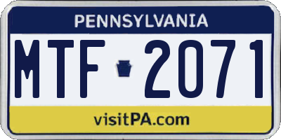 PA license plate MTF2071