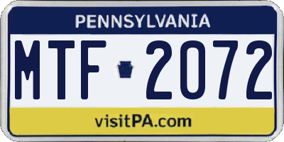 PA license plate MTF2072