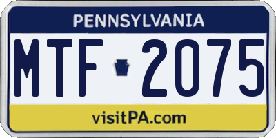 PA license plate MTF2075