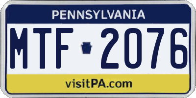 PA license plate MTF2076