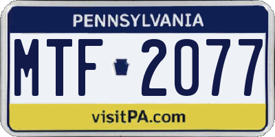 PA license plate MTF2077
