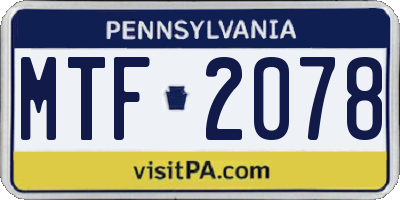 PA license plate MTF2078