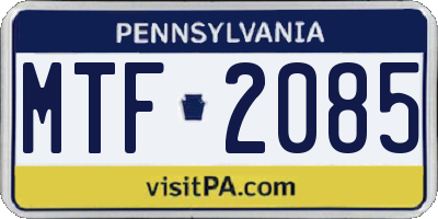 PA license plate MTF2085