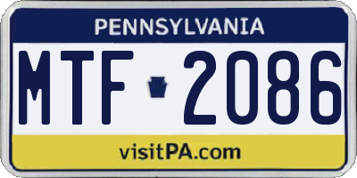 PA license plate MTF2086