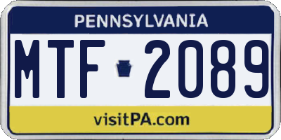 PA license plate MTF2089