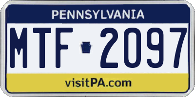 PA license plate MTF2097