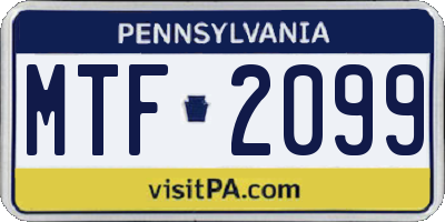 PA license plate MTF2099
