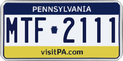 PA license plate MTF2111