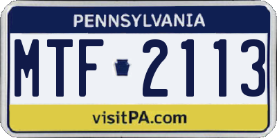 PA license plate MTF2113
