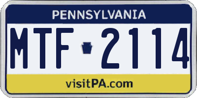 PA license plate MTF2114