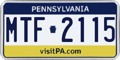 PA license plate MTF2115
