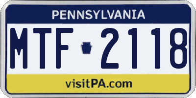 PA license plate MTF2118