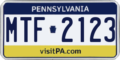 PA license plate MTF2123
