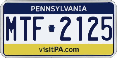 PA license plate MTF2125