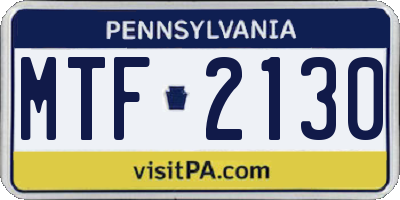 PA license plate MTF2130