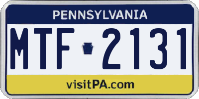 PA license plate MTF2131