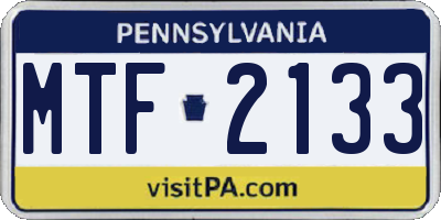 PA license plate MTF2133
