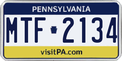 PA license plate MTF2134